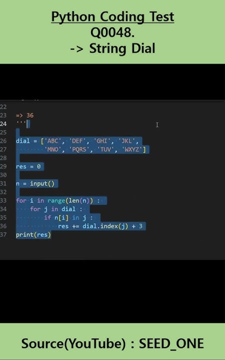 Python Coding Test Q 0048 String Dial - YouTube