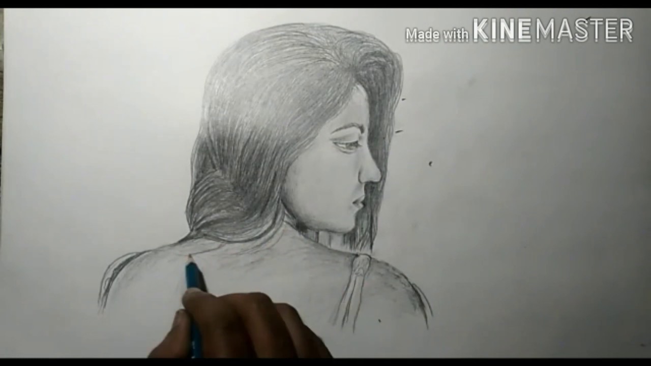 how to draw a girl sketch (female side view face female) - YouTube