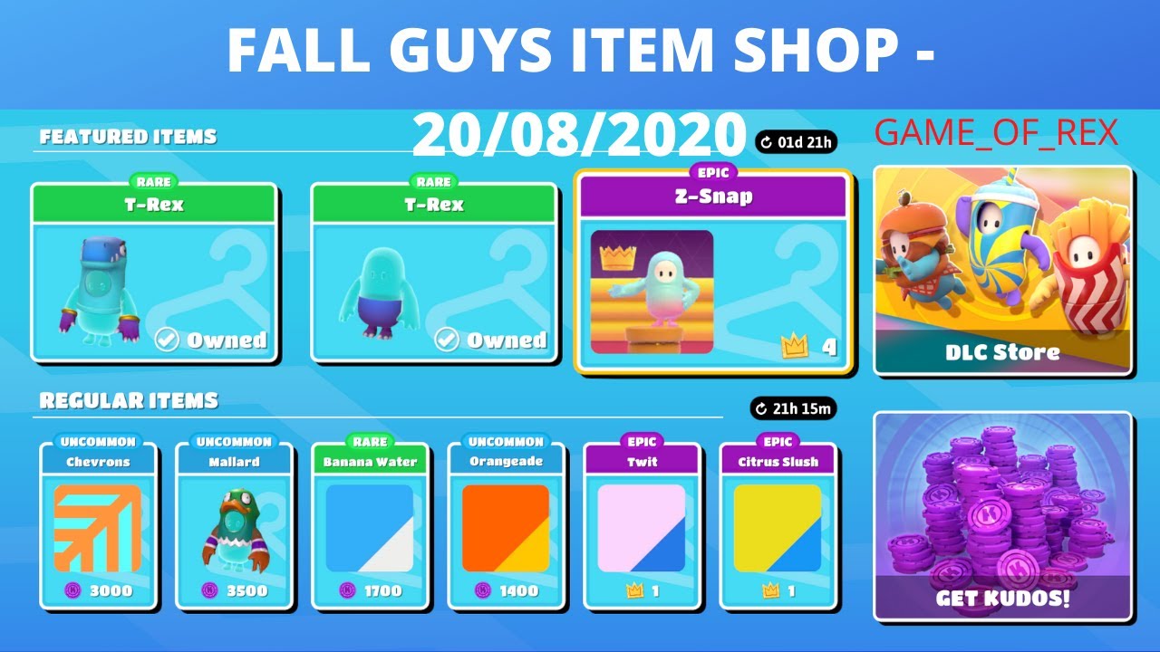 FALL GUYS ITEM SHOP - 20/08/2020 (8PM AWST) - YouTube