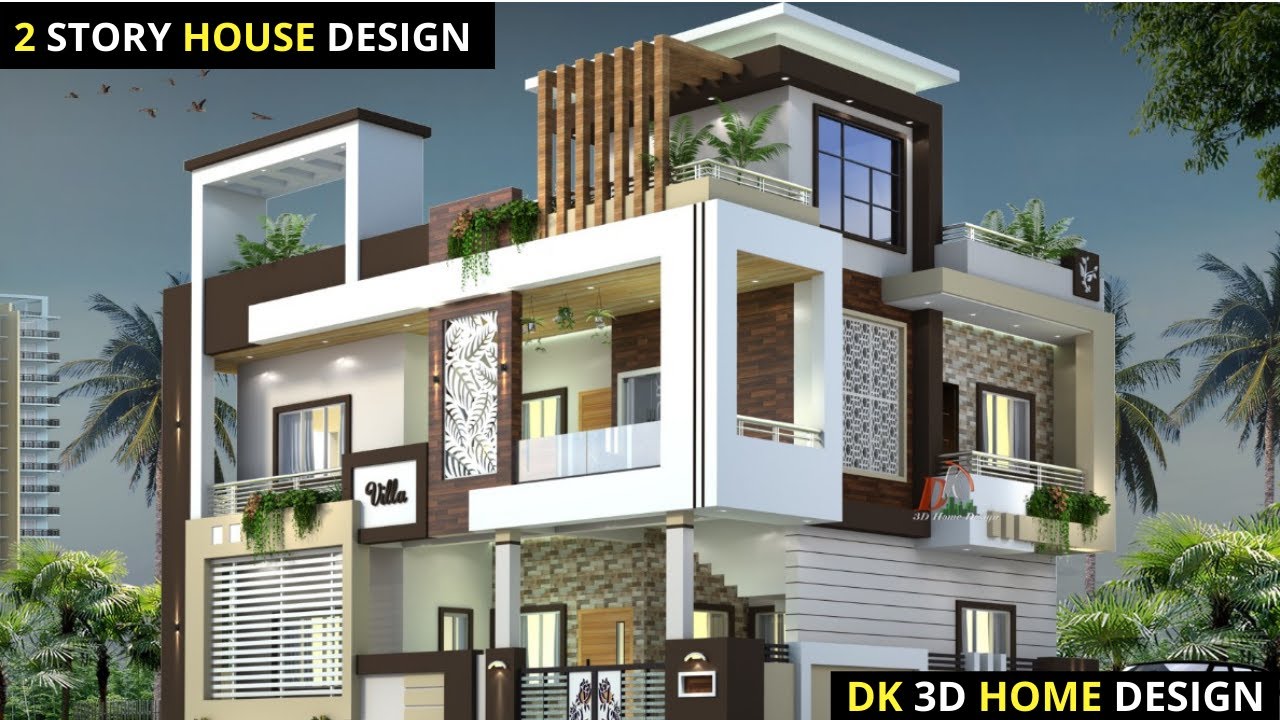 2 Story House Design | House Plan with Car Parking | 32x42 House ...