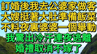 訂婚後我去公婆家做客大嫂挺著大肚準備飯菜不料夜裏婆婆一個舉動我驚出冷汗連夜逃離婚禮取消不嫁了 | 柳梦微语