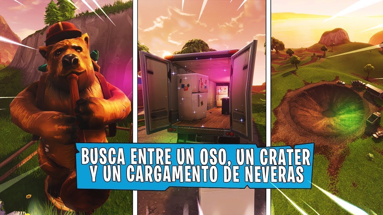 "Search between a Bear, Crater, and a Refrigerator Shipment" Location Fortnite Week 8 Challenges