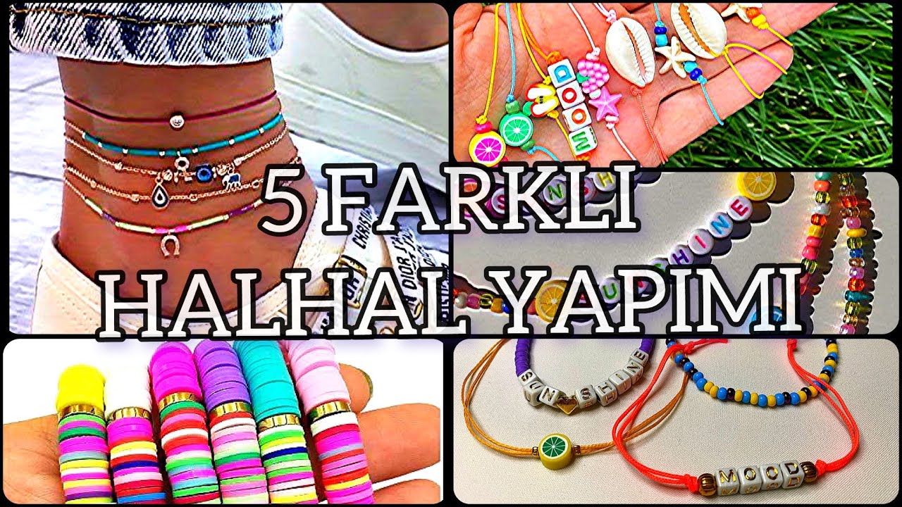 5 farkli halhal yapimi fimo boncuk kapama makrome bit papagan halka nasil takilir youtube