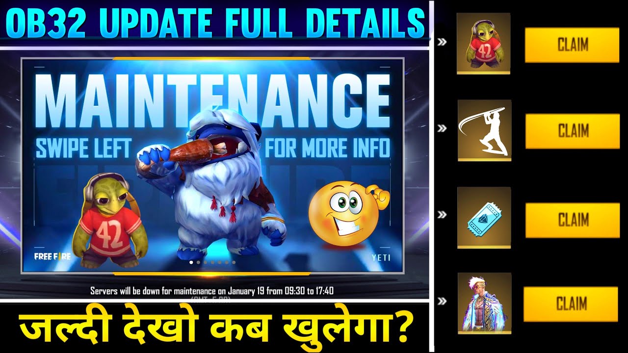 Free Fire OB32 Update Full Details | 19 January New Update Free Fire | Free Fire New Update