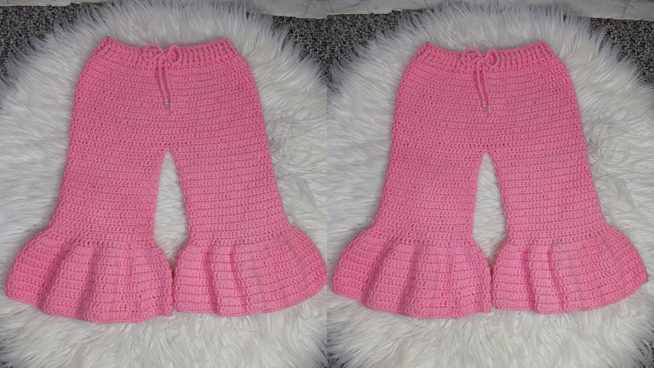 Crochet Bell Bottoms Pants For Babies. Crochet Baby Flare Pants 0-18months. Beginners Friendly #diy