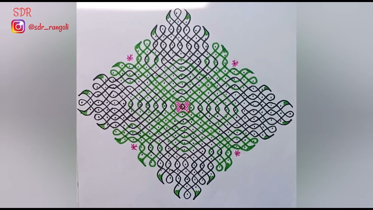 Unique 25 - 1 Straight Dots Chikku Rangoli || Big Sikku Kolam || SDR Rangoli