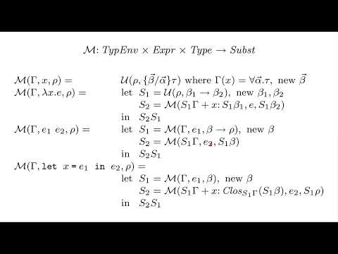 Hindley-Milner algorithms: algorithm M read-through