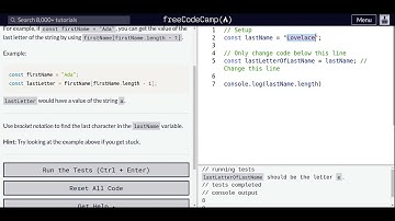 Lesson 36 | Basic JavaScript | Use Bracket Notation to Find the Last Character in a String
