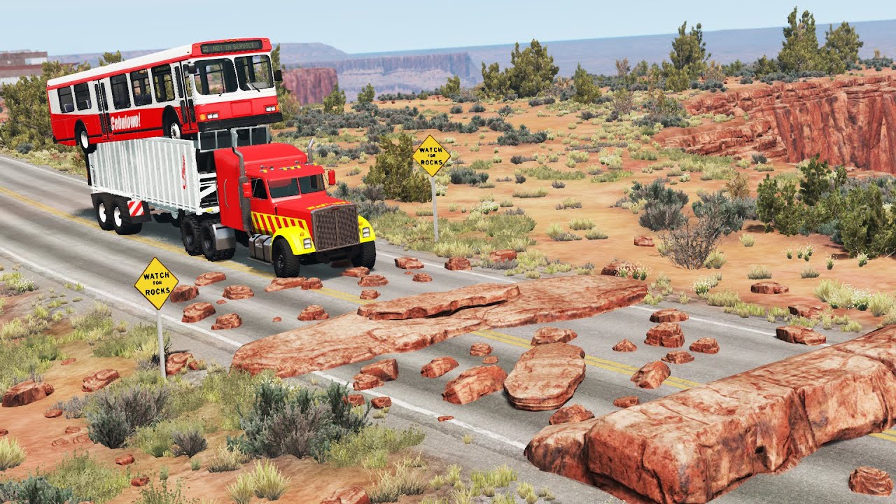Cars vs Rocks on Road #7 | BeamNG.DRIVE