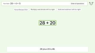 Master Order of Operations: Solve 28+4*(5)