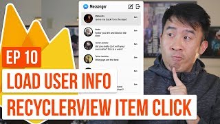 Kotlin Messenger 10: Load User Info RecyclerView Item Click Listener