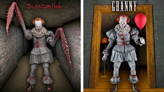 Playing As Pennywise In Slendrina and Granny! Scary moments!