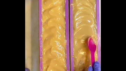 Cold process soap with gold mica top