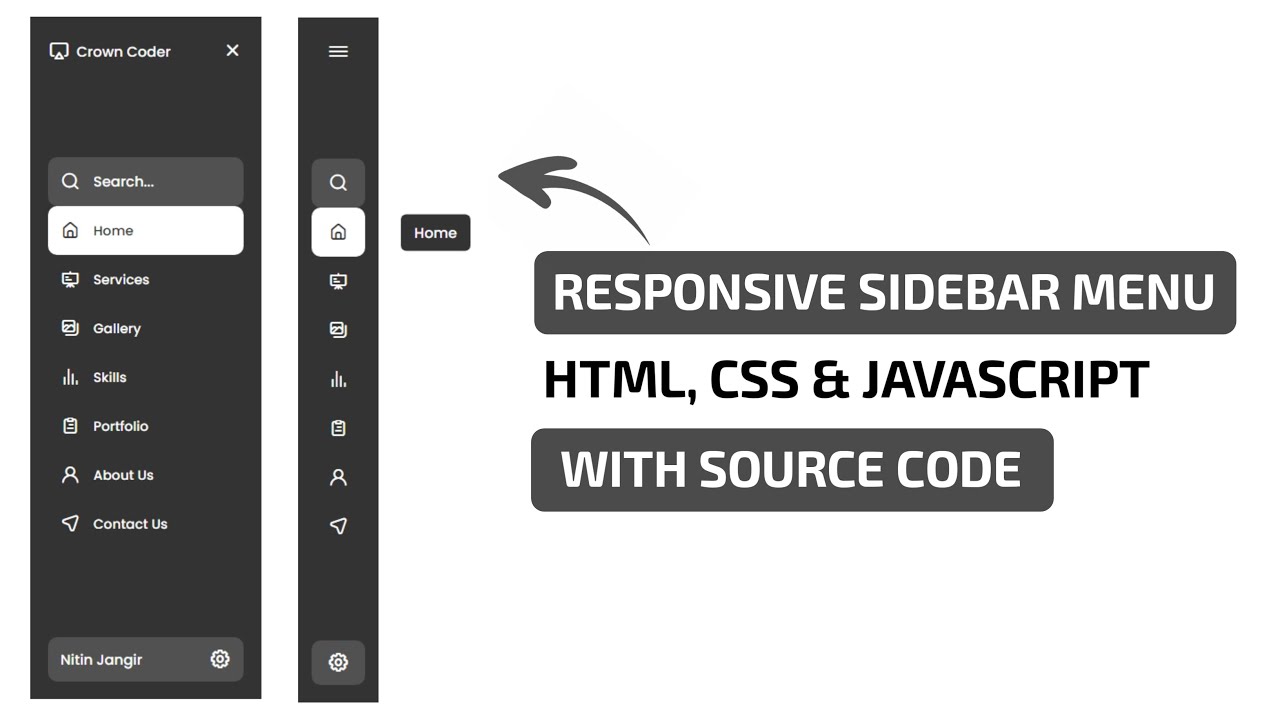 How to Create a Animated and Responsive Sidebar Menu Using Html Css ...