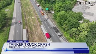 I-81 in Hagerstown shut down after a tanker carrying ammonium nitrate overturned