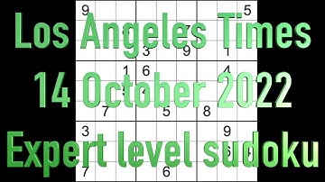 Sudoku solution–  Los Angeles Times sudoku 14 October 2022 Expert level