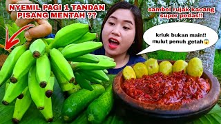 MUKBANG PISANG MENTAH JENGKOL MENTAH TANPA NASI LALAPAN MENTAH SAMBEL RUJAK#mukbanglalapanmentah