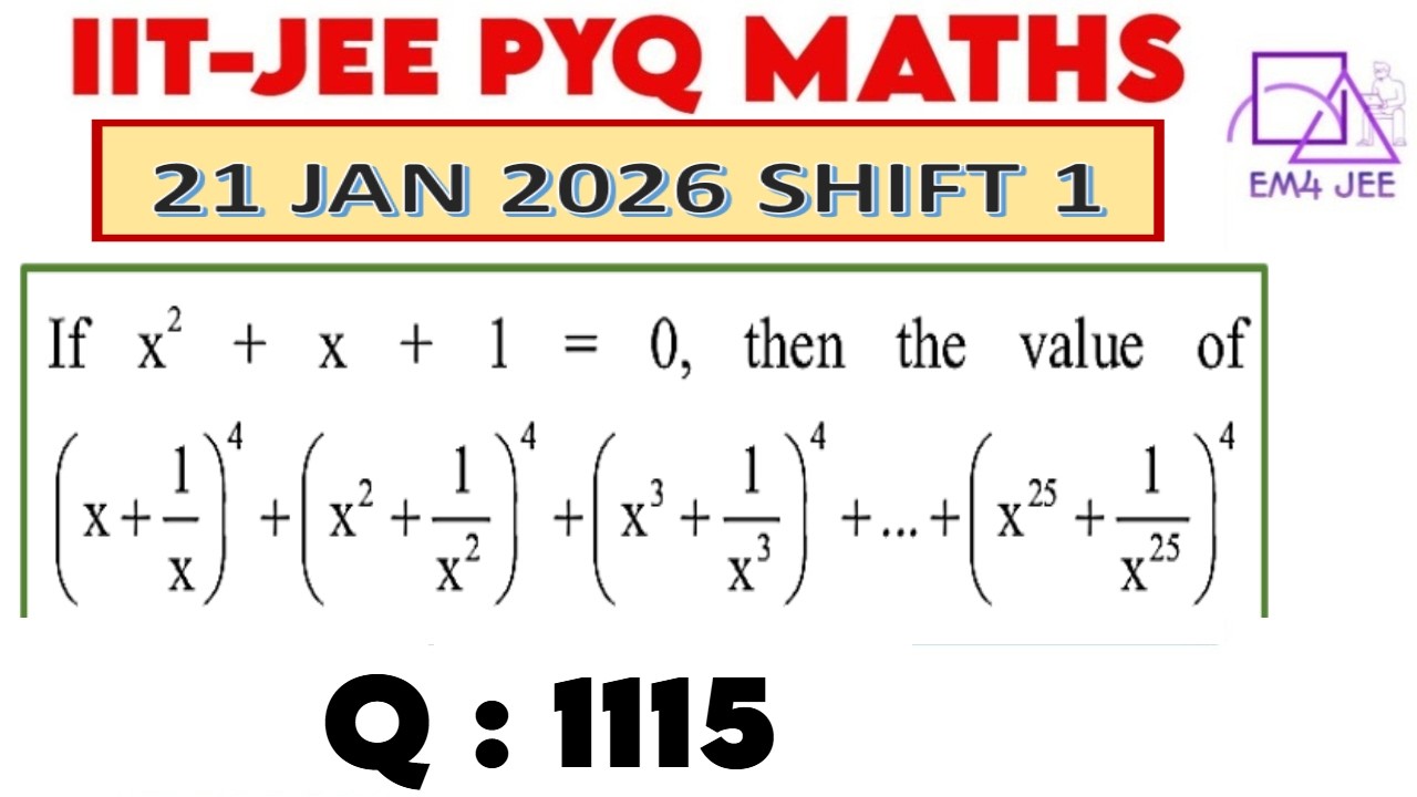 If 𝑥^2+𝑥+1=0, then value of (𝑥+1/𝑥)^4 + (𝑥^2 + 1/𝑥^2 )^4  + (𝑥^3 + 1/𝑥^3 )^4 +…+ (𝑥^25 + 1/𝑥^25 )^4