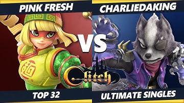 Glitch Konami Code Top 32 - Pink Fresh (Min Min) Vs. Charliedaking (Wolf) Smash Ultimate Tournament