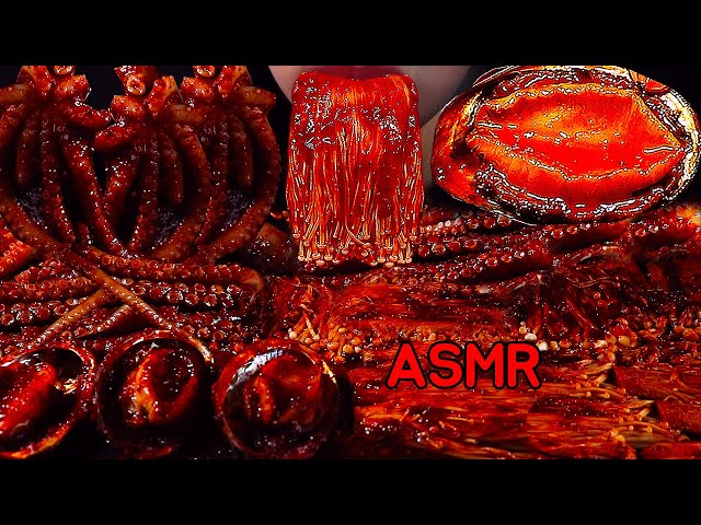 ASMR मसालेदार समुद्री भोजन ऑक्टोपस GURITA SEAFOOD PEDAS SPICY SEAFOOD OCTOPUS ABALONE 산낙지 전복 팽이버섯 먹방