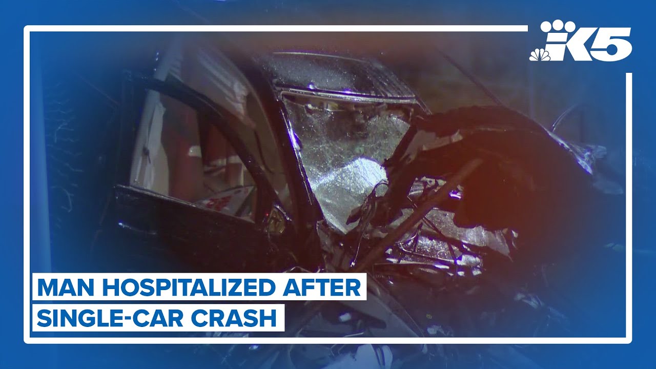 Man hospitalized after single-car crash in Mountlake Terrace - YouTube