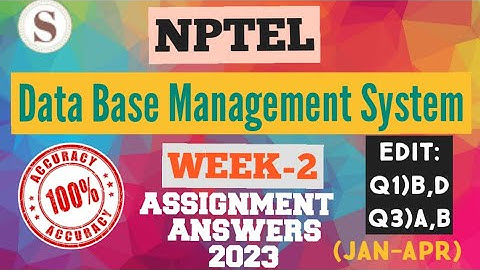 Data Base Management System || NPTEL Week 2 assignment answers || #nptel #skumaredu
