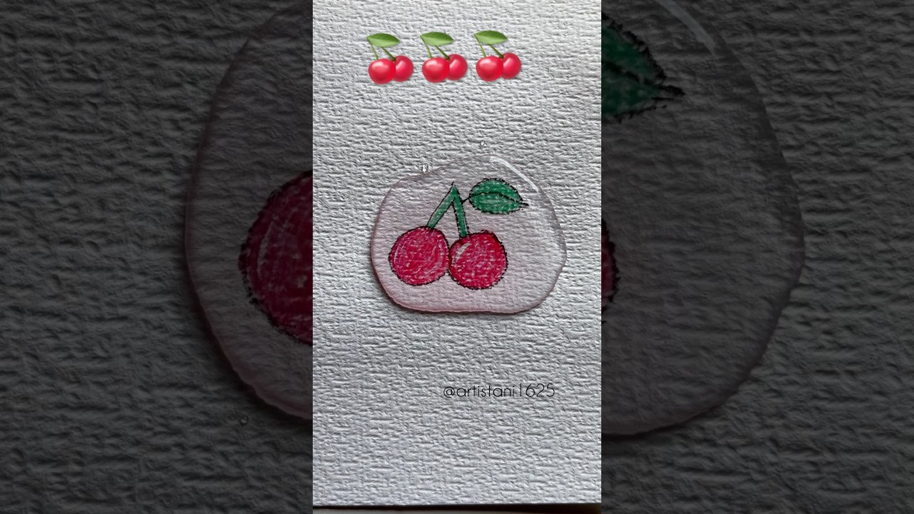 Easy cherry 🍒 drawing for kids  