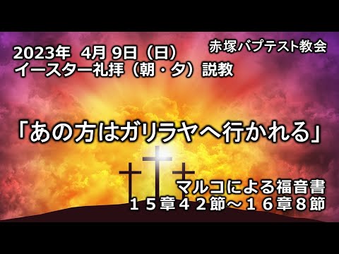 2023年4月9日(日)（朝・夕)　赤塚教会イースター礼拝説教「あの方はガリラヤへ行かれる」マルコによる福音書15章42節～16章8節