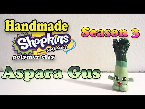 Season 3 Shopkins: How To Make Aspara Gus Polymer Clay Tutorial!