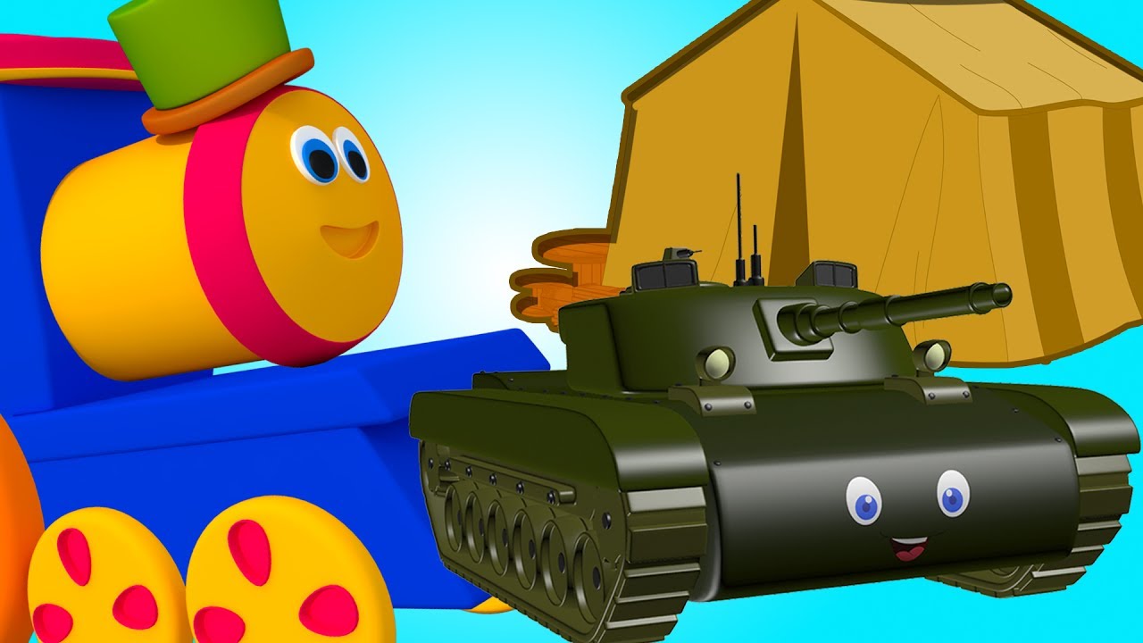 Bob the train | Camp de l'armée | les enfants apprennent Véhicules | Bob Train Visit To Army Camp
