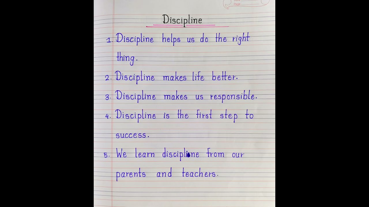 5 Lines On Discipline Easy Sentences About Essay Handwriting 
