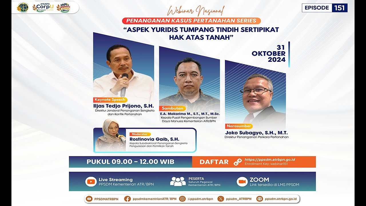 Webinar Nasional : Penenganan Kasus Pertanahan Series 