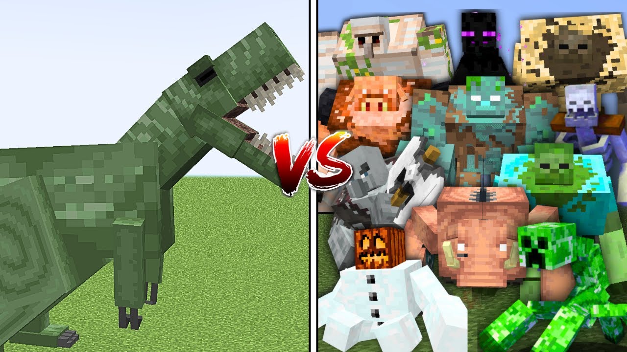 MUTANT ZOMBIE T-REX vs ALL MUTANT MOBS in MINECRAFT MOB BATTLE - YouTube