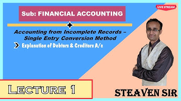 F.Y.B.com I F.Y.B.A.F I Financial Accounting I Accounting From Incomplete Records I Lecture 1