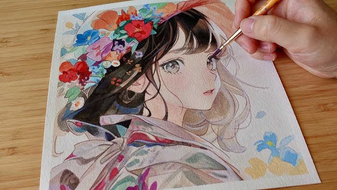 Watercolor Coloring Paper, Anime Watercolor Pages