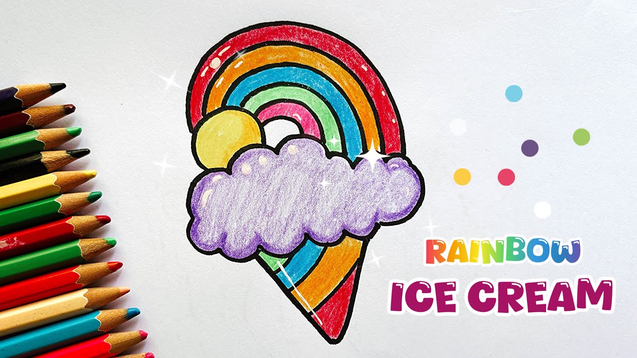 HOW TO DRAW A CUTE RAINBOW ICE CREAM// STEP BY STEP EASY DRAWING