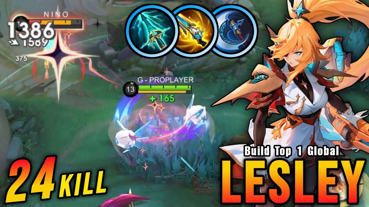24 Kills!! Monster Lesley Deadly Goldlaner!! - Build Top 1 Global Lesley ~ MLBB