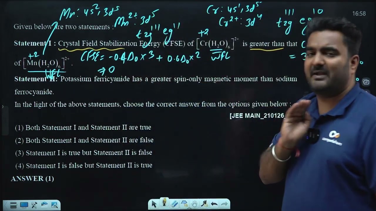 Given below are two statements:  21 JAN 2026 SHIFT-2 JEE MAIN PYQ