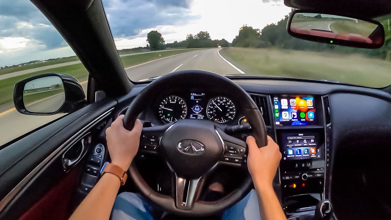 2022 Infiniti Q60 Red Sport 400 AWD - POV Evening Drive (Binaural Audio)