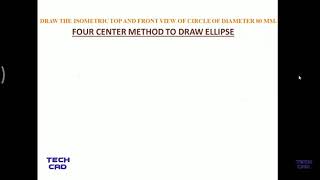 Isometric drawing of circle , Four center method of circle