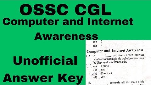 OSSC CGL Computer and Internet Awareness Unofficial Answer Key!!