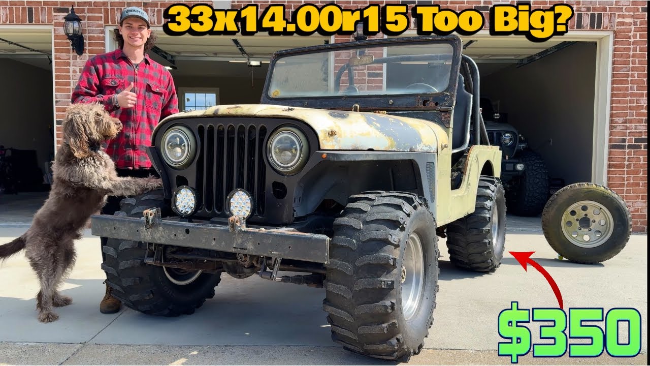 Стандартный Jeep CJ-5 с самыми большими колесами и шинами (1000 долларов за CJ)