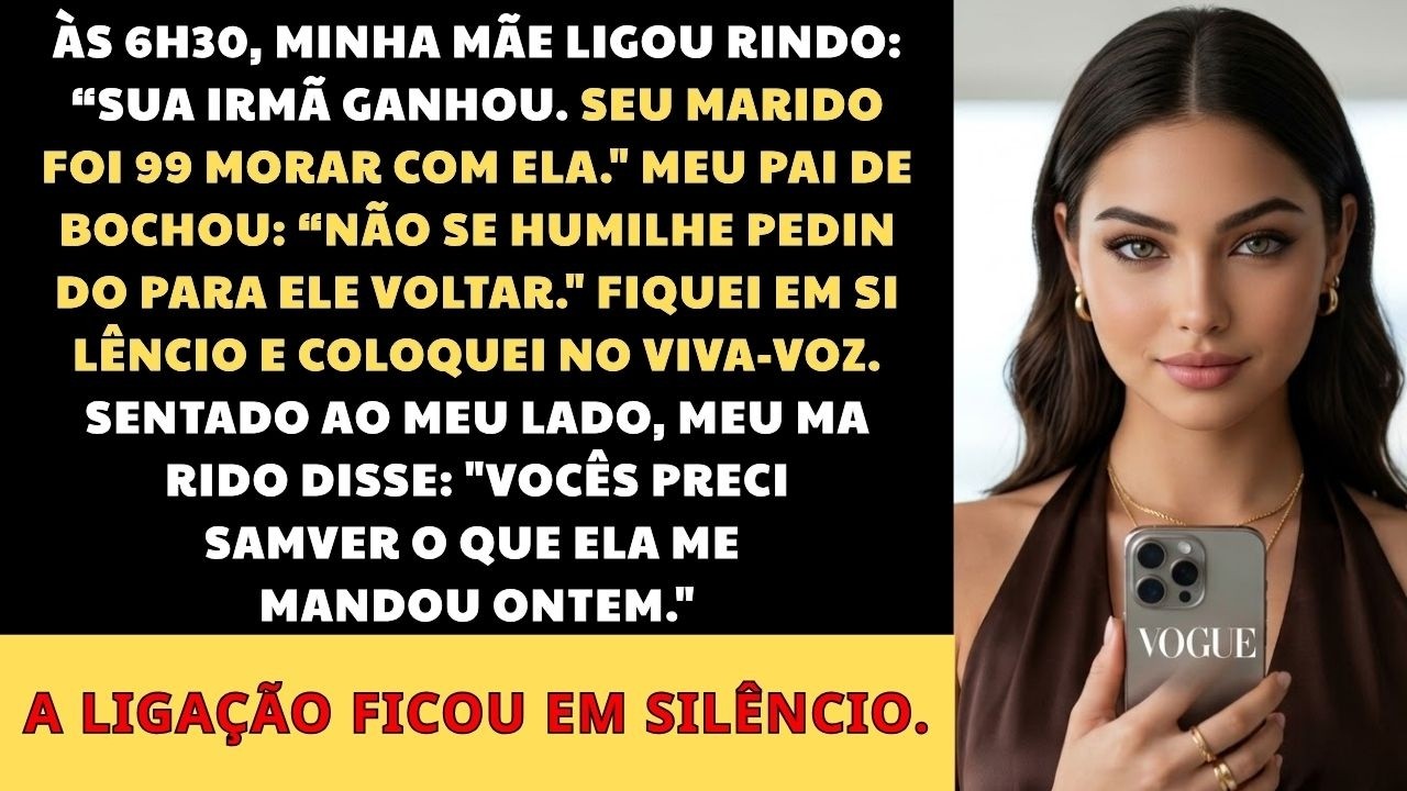 Às seis e meia da manhã o telefone tocou e a minha mãe já estava a rir. Disse que a minha irmã finalmente tinha conseguido, que o Rafael me tinha deixado e ido viver com a Carolina durante a...