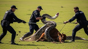Brave Police Rescue Team Fights Giant Python to Save Innocent Cow 🐍