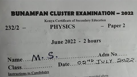 BUNAMFAN PHYSICS PAPER 2 2022