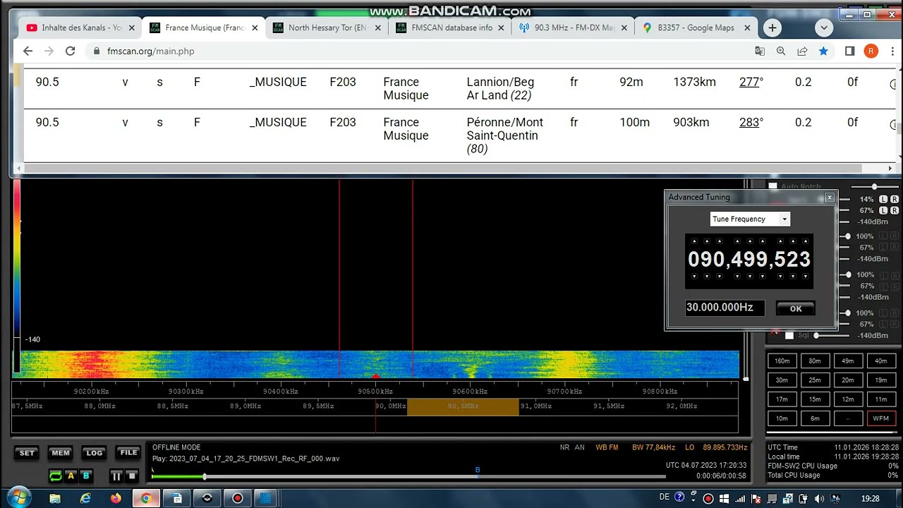 FM DX Es - 040723 - 1722UTC - 90.5 France Musique (F) 0.2kW! - * Lannion (22) / Péronne (80) *