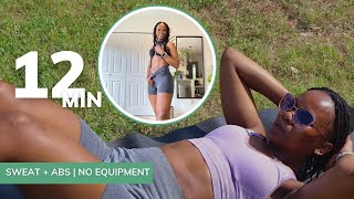 12 Minute Cardio &amp; Core Workout | Burn Fat + Strong Abs | No Equipment, At Home