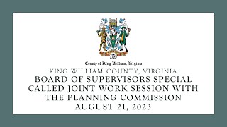 August 21, 2023 BOS PC Joint Work Session