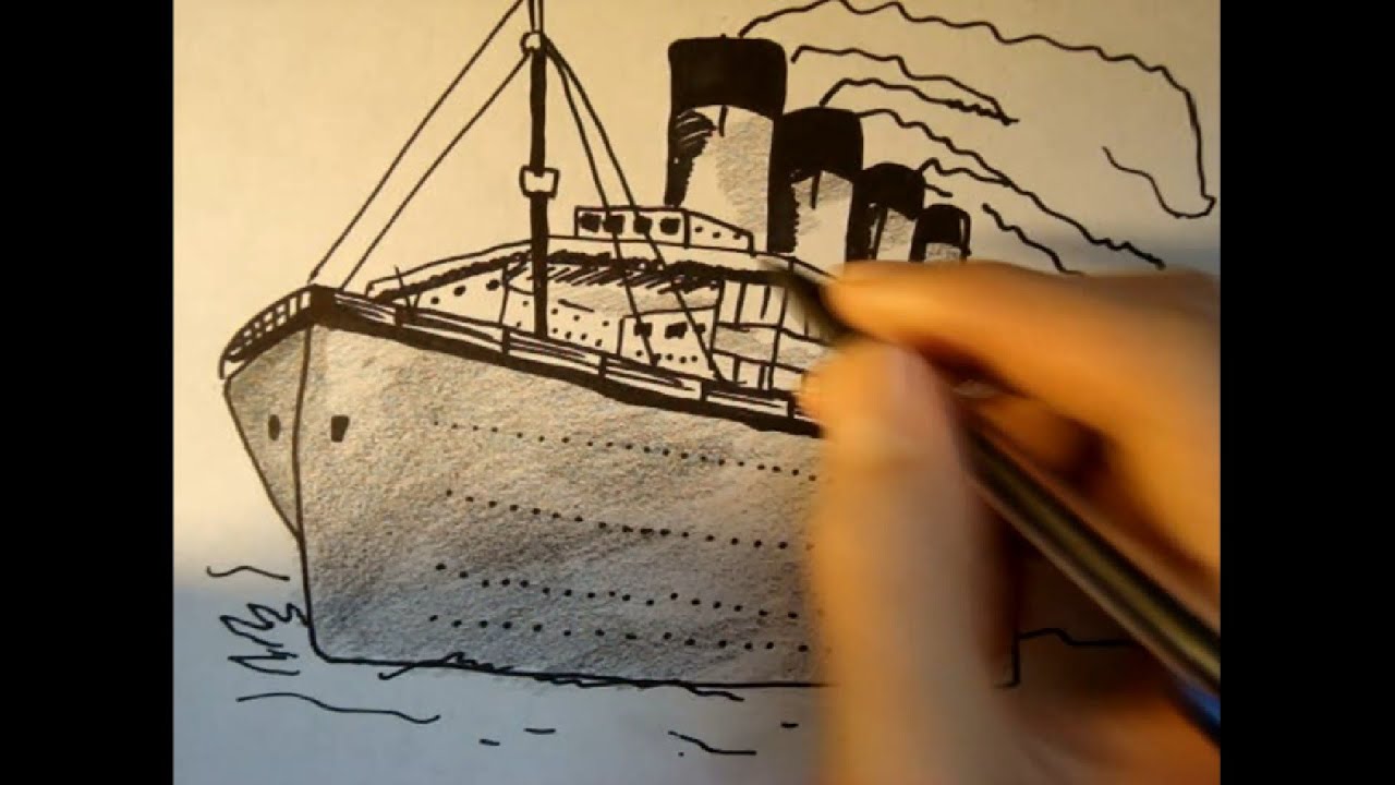 How to draw the Titanic in Pencil - YouTube
