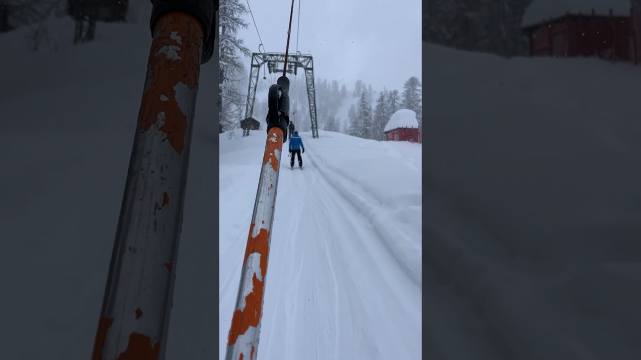 Sotto la neve sullo ski-lift Porzen 